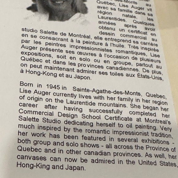 Vintage Lise Auger Canvas Picture - Picture 3 of 9